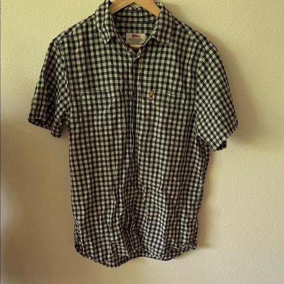 Fjallraven sz M checked plaid High Coast Black white Button Down Shirt - Picture 1 of 5